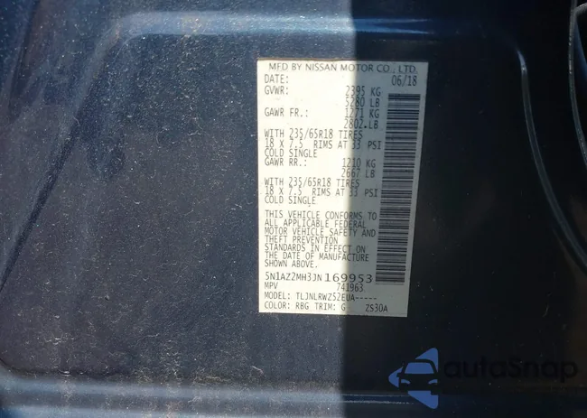 5N1AZ2MH3JN169953: 43174243