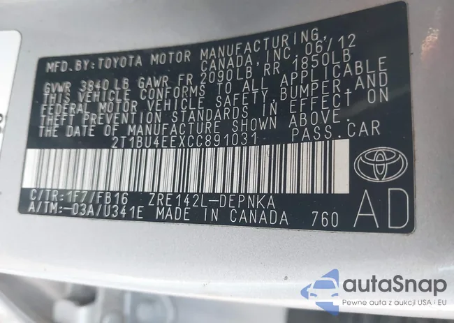 2T1BU4EEXCC891031: 43174250