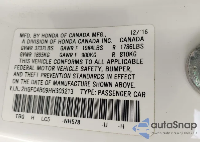 2HGFC4B09HH303213: 43174295