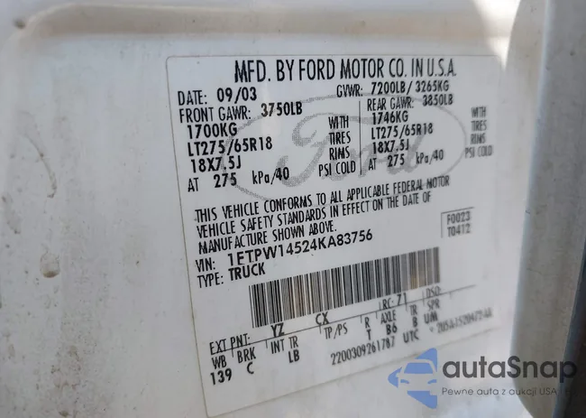 1FTPW14524KA83756: 43174317