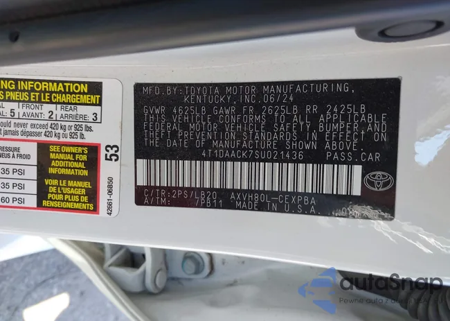 4T1DAACK7SU021436: 43174411