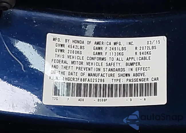 1HGCR3F88FA025296: 43174439