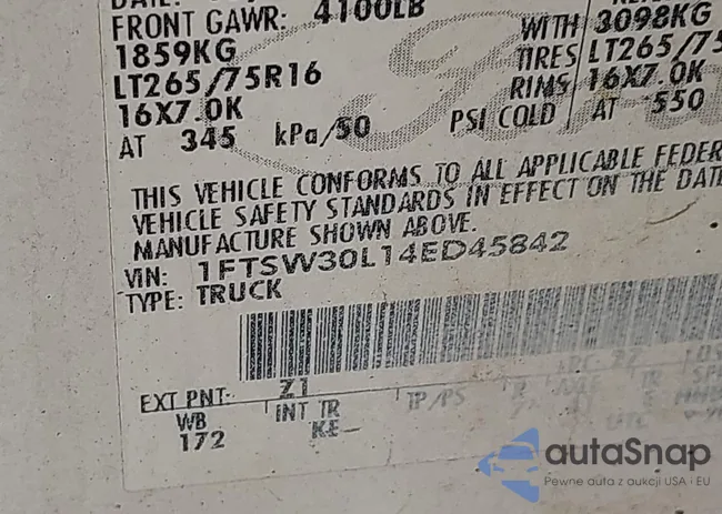 1FTSW30L14ED45842: 43174483