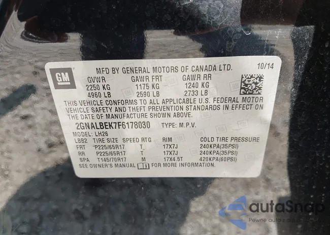 2GNALBEK7F6178030: 43174505