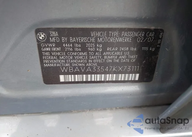 WBAVA33547KX73111: 43174545