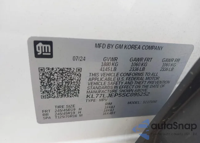 KL77LJEP5SC095252: 43173597