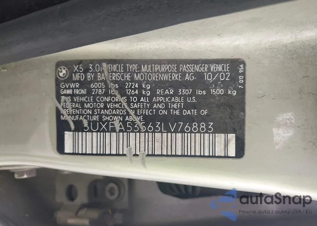 5UXFA53563LV76883: 43173649