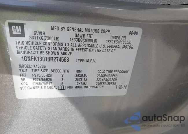 1GNFK13018R274568: 43173821