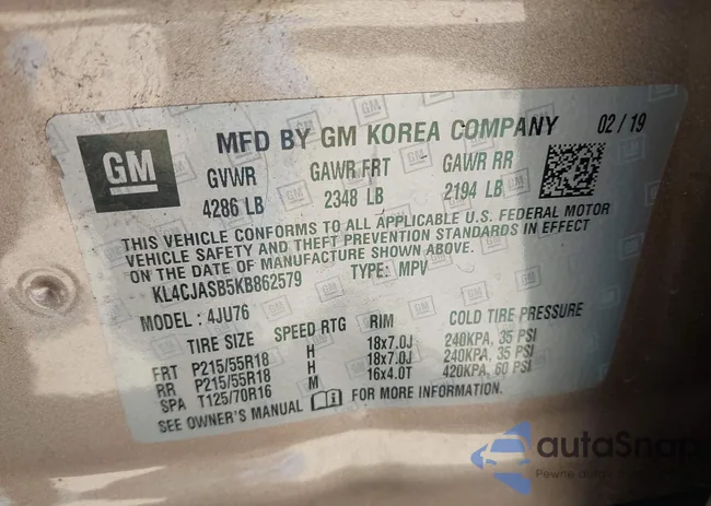 KL4CJASB5KB862579: 43173903