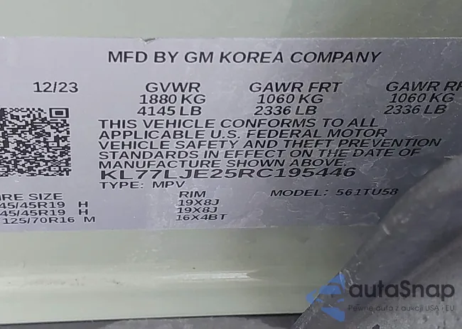 KL77LJE25RC195446: 43174995