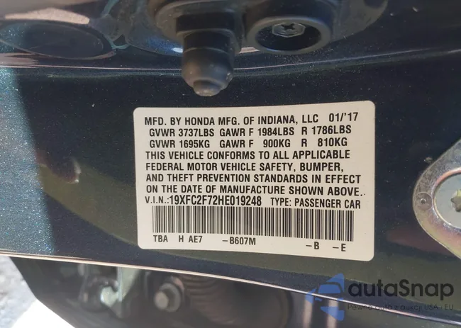 19XFC2F72HE019248: 43174996