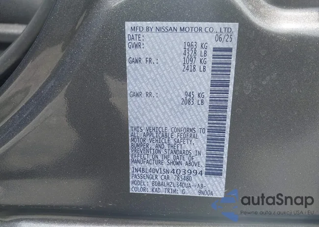 1N4BL4DV1SN403994: 43174999