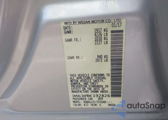 1N4AL3AP8HC192826: 43175038