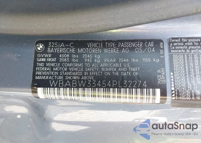 WBABW33454PL32274: 43175197