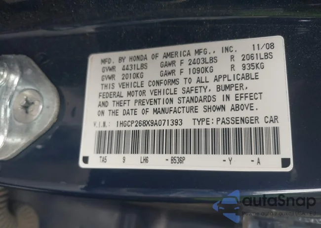 1HGCP268X9A071393: 43175318