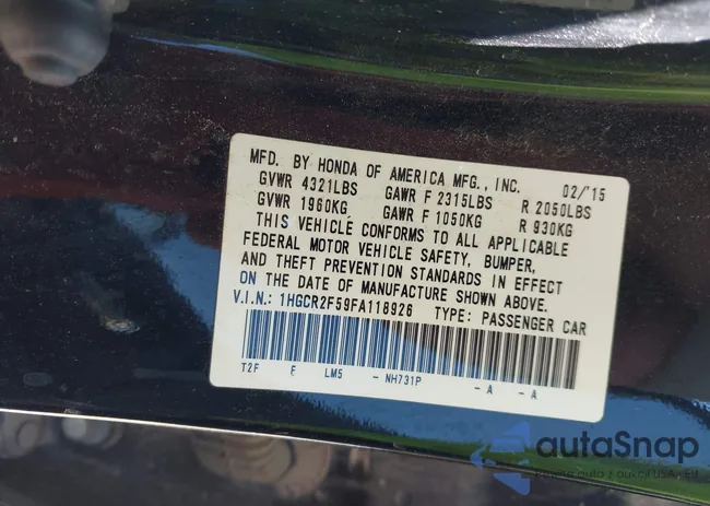 1HGCR2F59FA118926: 43175383