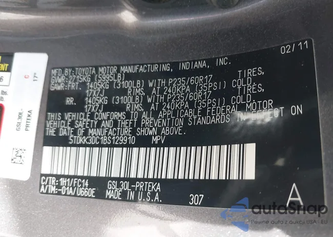 5TDKK3DC1BS129910: 43175421