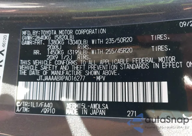 JTJAAAABXPA016277: 43175427