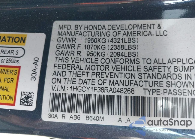 1HGCY1F38RA048268: 43175477