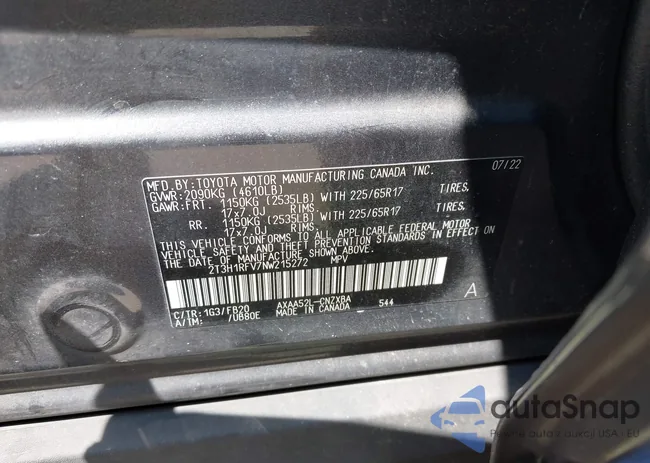 2T3H1RFV7NW215272: 43175479