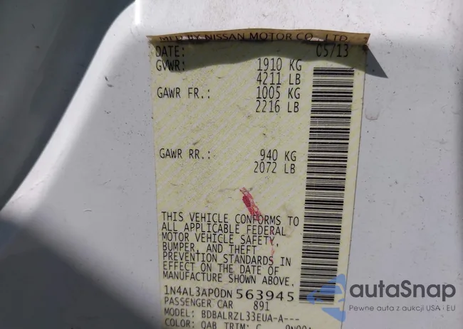 1N4AL3AP0DN563945: 43174642