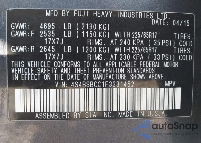 4S4BSBCC1F3331452: 43174804