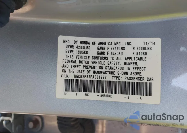 1HGCR2F37FA061222: 43174812