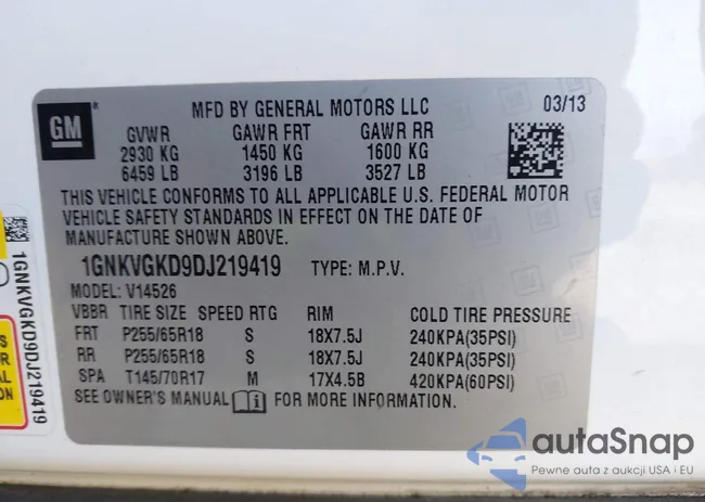 1GNKVGKD9DJ219419: 43174888