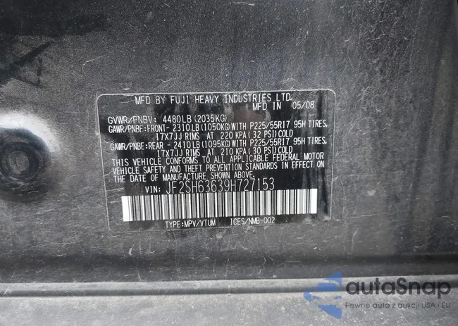 JF2SH63639H727153: 43174910