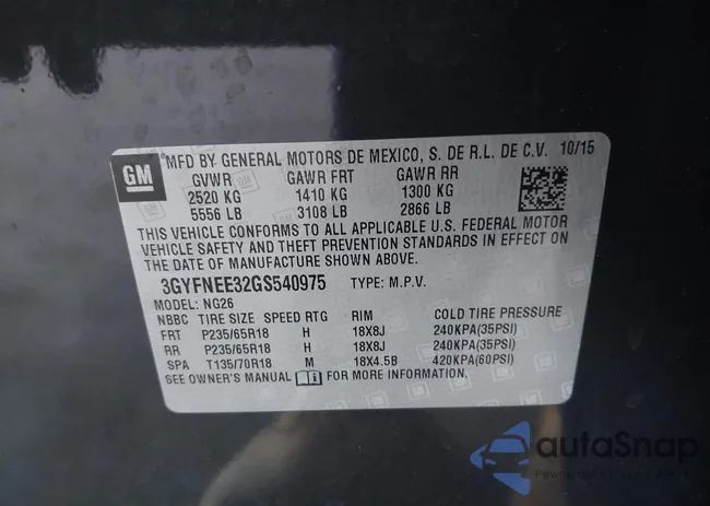 3GYFNEE32GS540975: 43174944