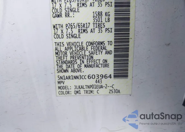 5N1AR1NN3CC603964: 43176126