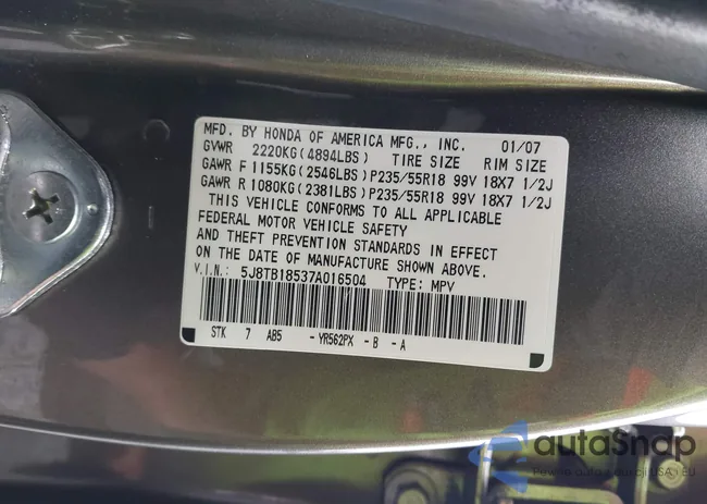 5J8TB18537A016504: 43176146