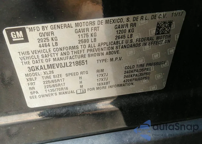 3GKALMEV0JL218651: 43176291