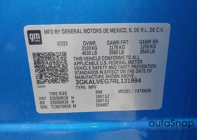 3GKALVEG7RL131994: 43176348