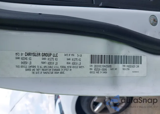 2B3CA3CV5AH256099: 43176579