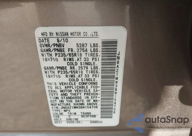 JN8AZ1MW3BW154706: 43175610