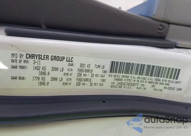 1D4SE4GTXBC638777: 43175719