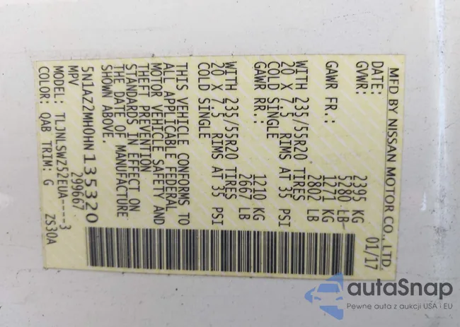 5N1AZ2MH0HN135320: 43175750