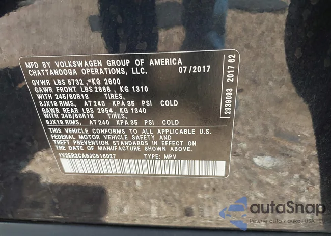 1V2ER2CA9JC516027: 43175935