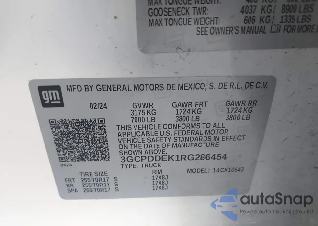 3GCPDDEK1RG286454: 43175959