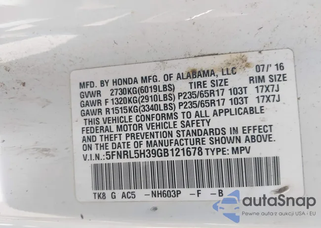 5FNRL5H39GB121678: 43177141