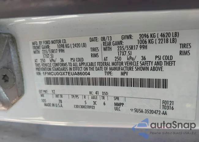 1FMCU0GX7EUA86004: 43177209