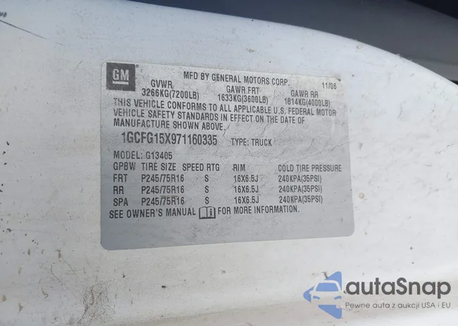 1GCFG15X971160335: 43177225