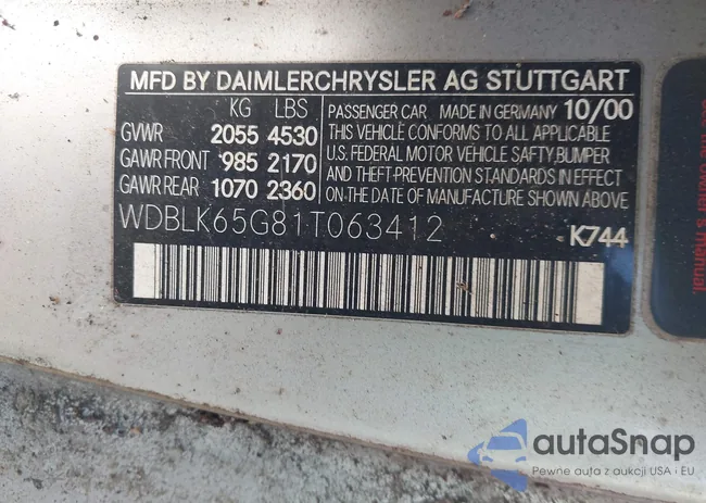 WDBLK65G81T063412: 43177259