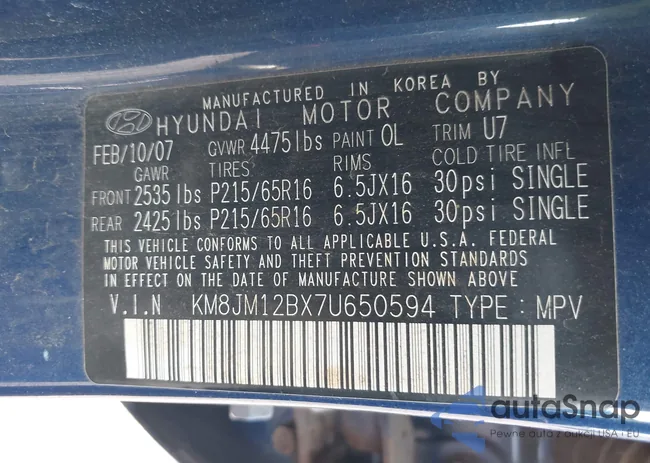 KM8JM12BX7U650594: 43177288