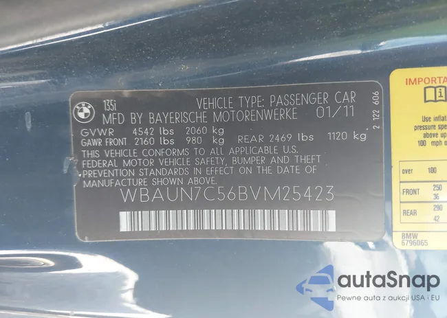 WBAUN7C56BVM25423: 43177407