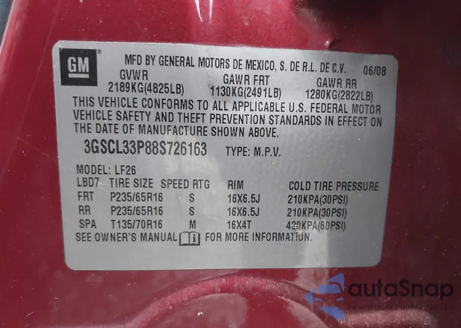 3GSCL33P88S726163: 43177512