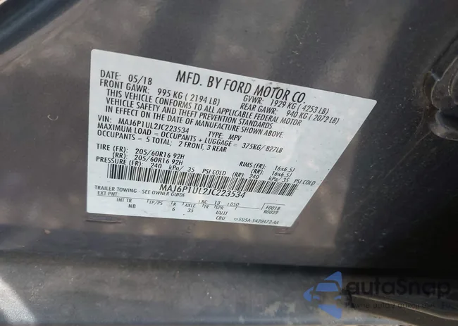 MAJ6P1UL2JC223534: 43177524