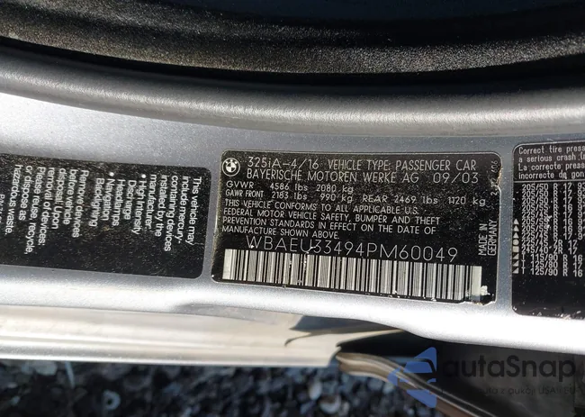 WBAEU33494PM60049: 43177535