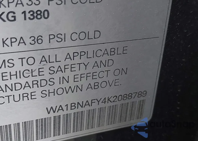 WA1BNAFY4K2088789: 43176629